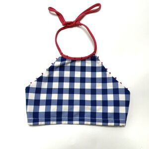 Marysia Bumby French Mott Bikini Top Girls 12‎ Swimsuit Blue Gingham Nautical